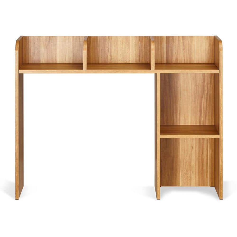 2-Tier Wood Desktop Bookshelf, 37.2 x 9.5 x 28.9 in. Storage Rack, Desktop Organizer with Anti-Slip Feet Pads Brown - Hercitys