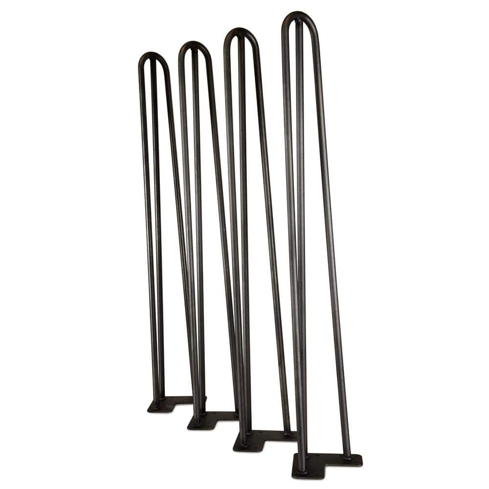 1/2 in. Dia 28 in. Mid-Century Modern Satin Black Hairpin Table Legs, (4-Pack) - Hercitys