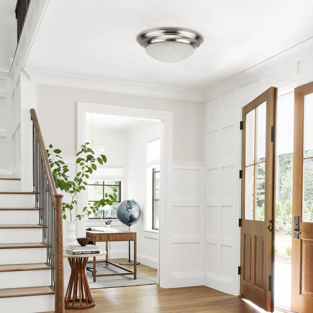 14.12 in. 1-Light Brushed Nickel LED Flush Mount - Hercitys