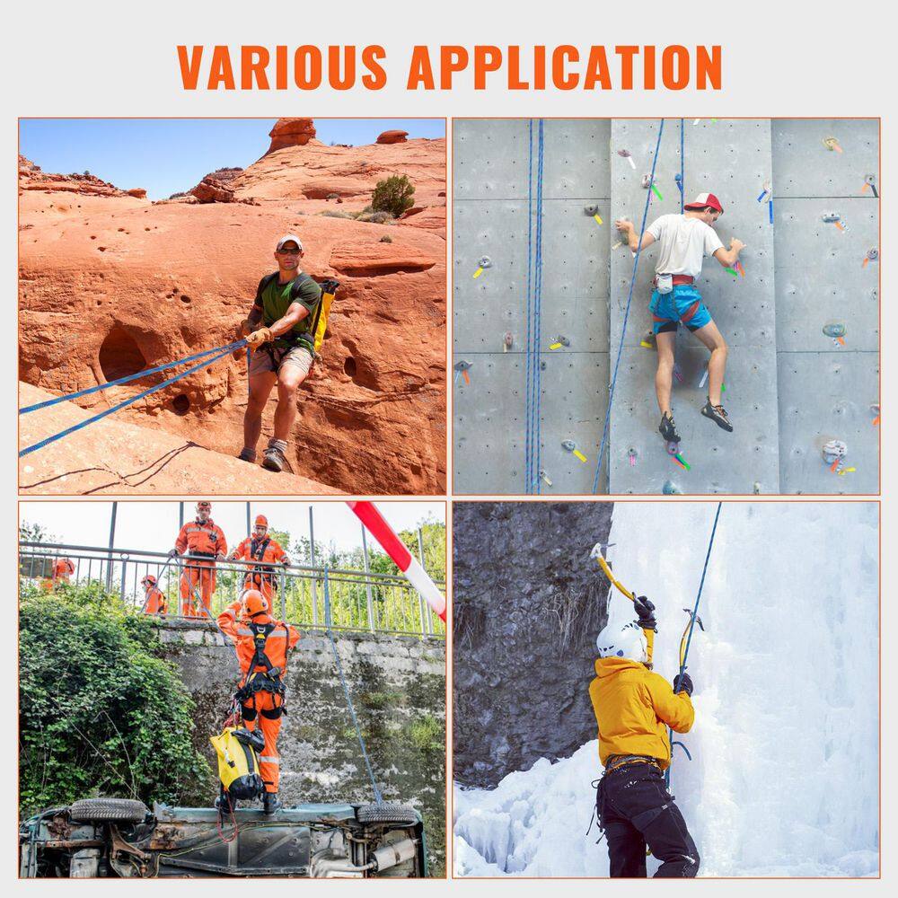 10. 2mm Dynamic Climbing Rope, 40M/131ft. Outdoor Rock Climbing Rope 25KN Breaking Tension, Stretchable Fiber Rope, Blue - Hercitys