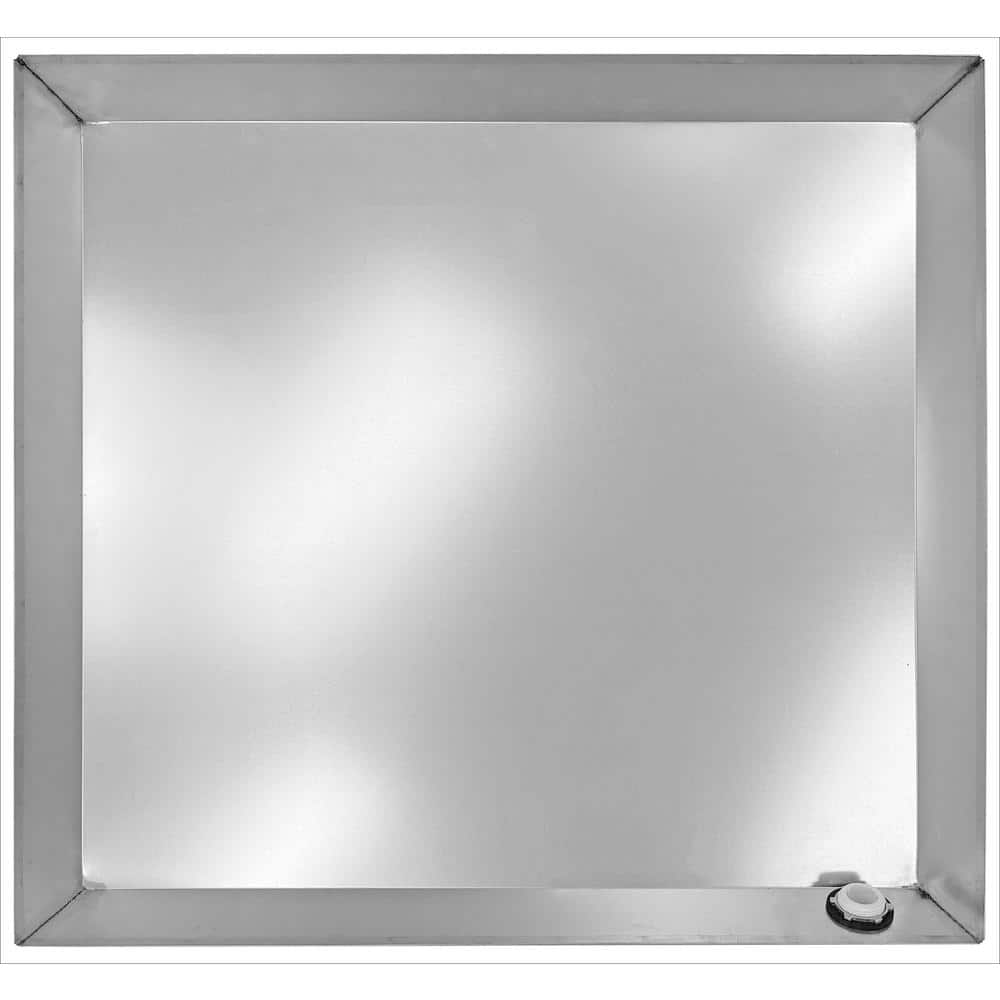 34 in. x 34 in. Steel Drain Pan for Gas and Electric HVAC Units with Drain Hose Adapter - Hercitys
