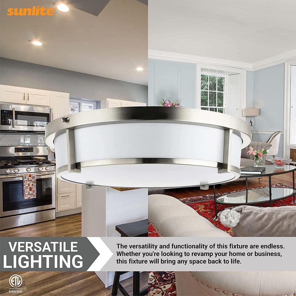 18 in. 1-Light Round Brushed Nickel Selectable LED Selectable CCT 3000K, 4000K, 5000K Flush Mount Light - Hercitys