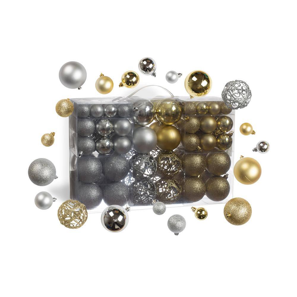 100 Shatterproof Christmas Ornaments – Christmas Ornaments For Christmas Tree Decorative Balls -Gold and Silver - Hercitys