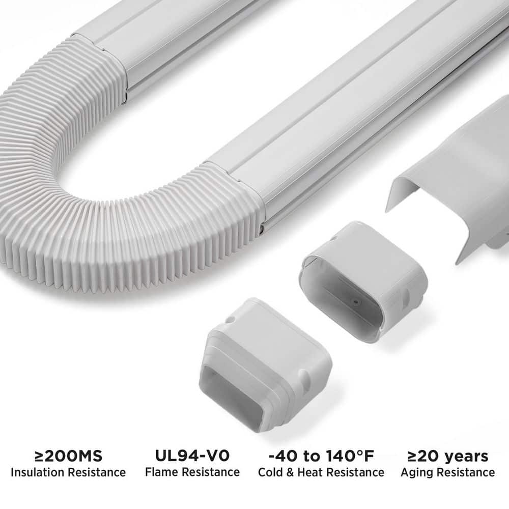 3 in. W x 7.5 ft. Depth Decorative PVC Line Cover Kit for Mini Split and Central Air Conditioners AC Heat Pumps Systems - Hercitys