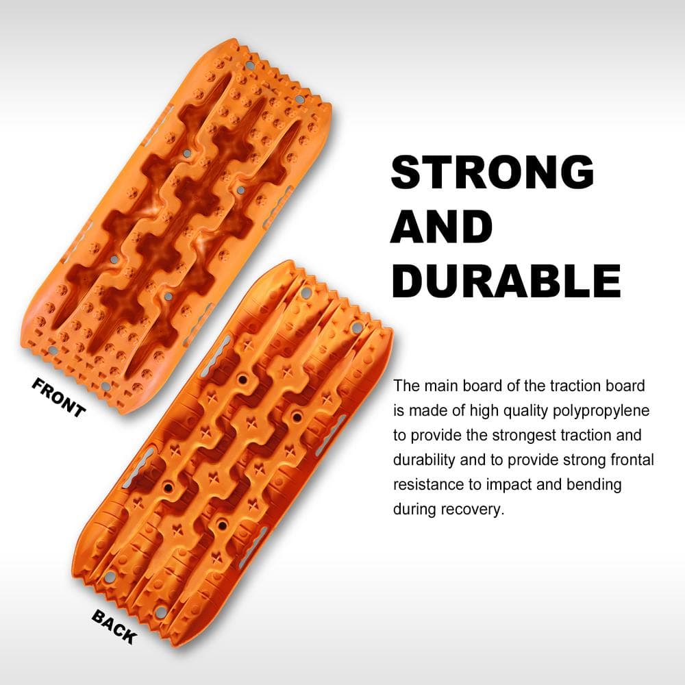 27 in. Off-Road Traction Boards, Recovery Tracks, and Traction Mat Set: Ideal for Snow, Mud and Sand Rescue, Orange - Hercitys