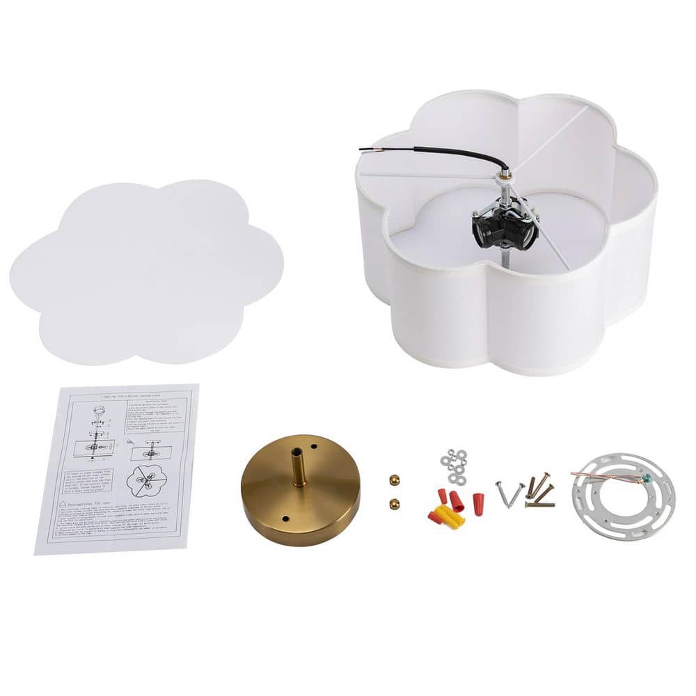 12.99 in. 3-Light Creamy White Modern Petal Shaped Semi-Flush Mount Ceiling Light with Shade and No Bulbs Included - Hercitys