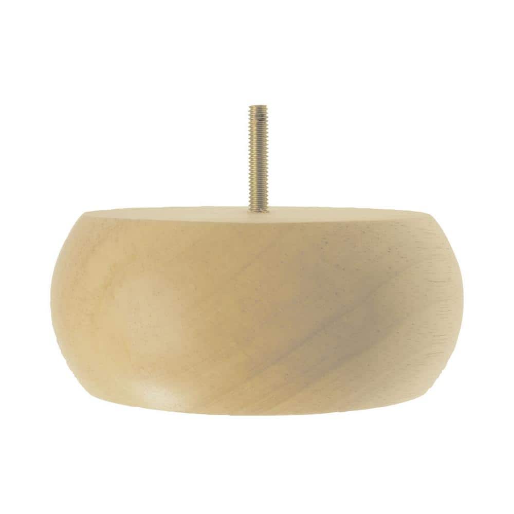 2-1/2 in. x 4-1/2 in. Unfinished Solid Hardwood Round Bun Foot (4-Pack) - Hercitys