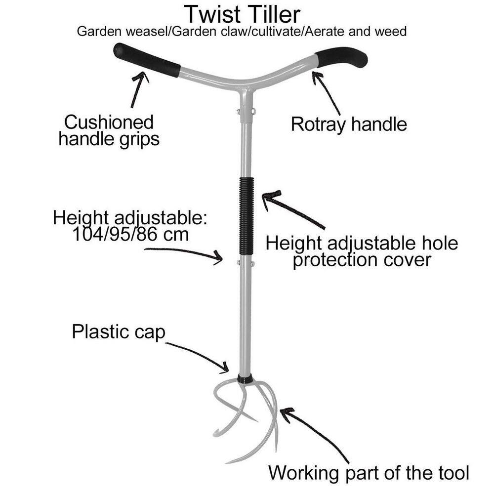 40.9 in. Height Adjustable Twist Tiller Hand Cultivator - Hercitys