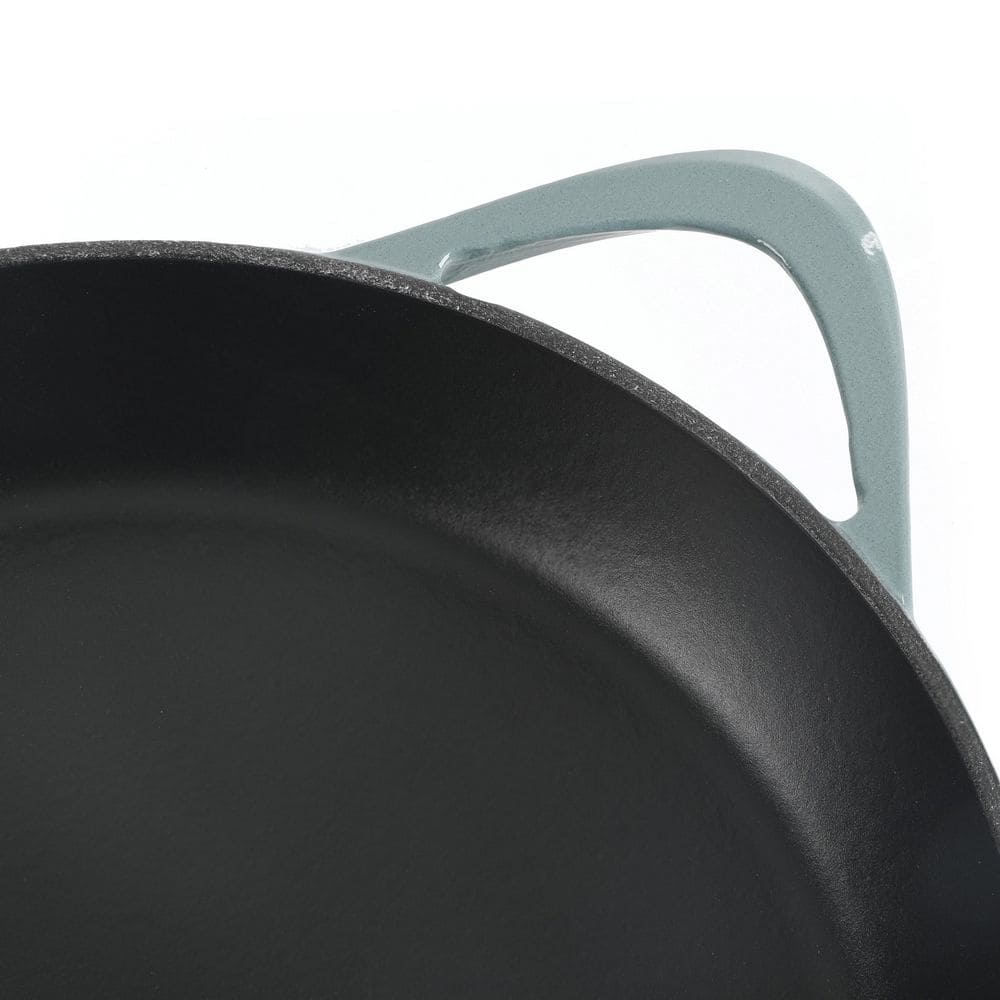 11 in. Round Enameled Cast Iron Skillet in Ombre Green - Hercitys