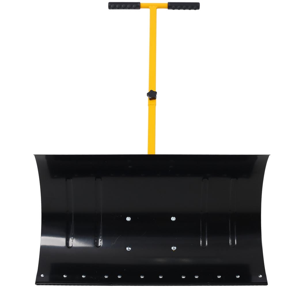 15 in. L Steel Handle Steel Snow Shovel with 29 in. W Blade and 10 in. Wheels, Yellow - Hercitys