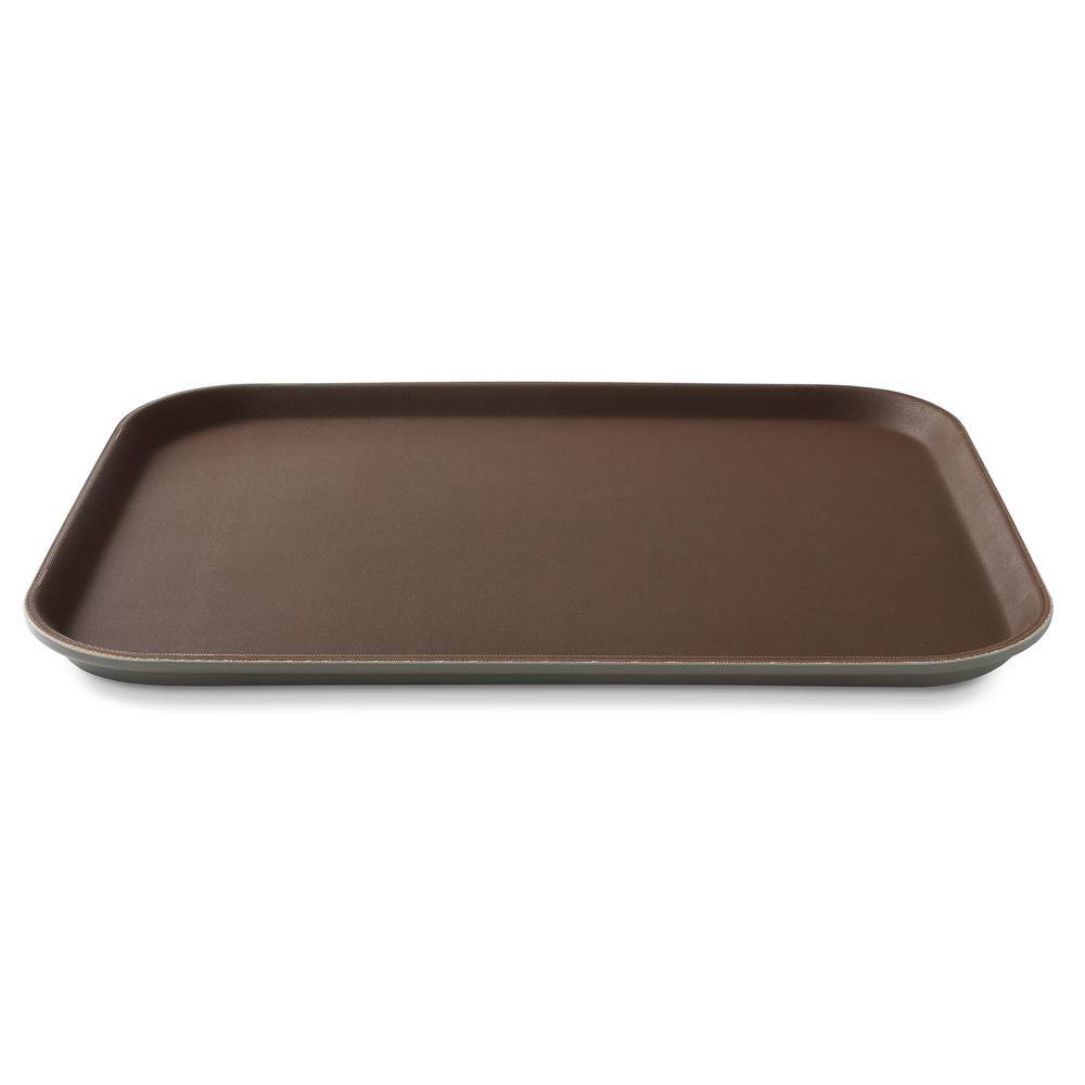 10 in. x 14 in. x .75 in. Rectangular Plastic Non-Slip Serving Trays, Brown – NSF Food Service (Set of 4) - Hercitys