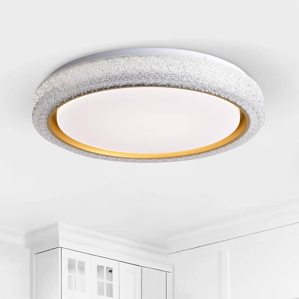 19.69 in. 1-Light White Selectable LED 36-Watt 5 CCT Flush Mount Ceiling Light - Hercitys
