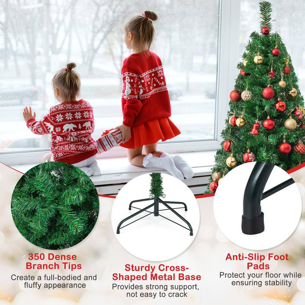 5 ft. Green Unlit Artificial PVC Christmas Tree with Solid Metal Stand - Hercitys
