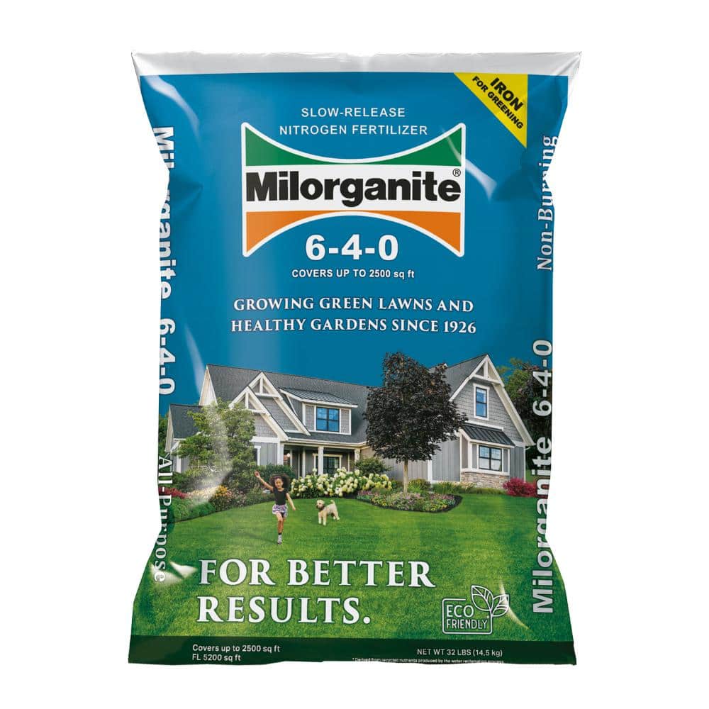 32 lb. 2,500 sq. ft. Organic Slow-Release Nitrogen Lawn and Garden Dry Lawn Fertilizer 6-4-0 - Hercitys