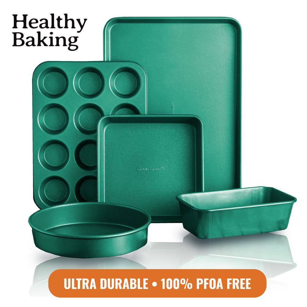 15-Piece Aluminum Ultra-Durable Non-Stick Diamond Infused Cookware and Bakeware Set in Emerald Green - Hercitys