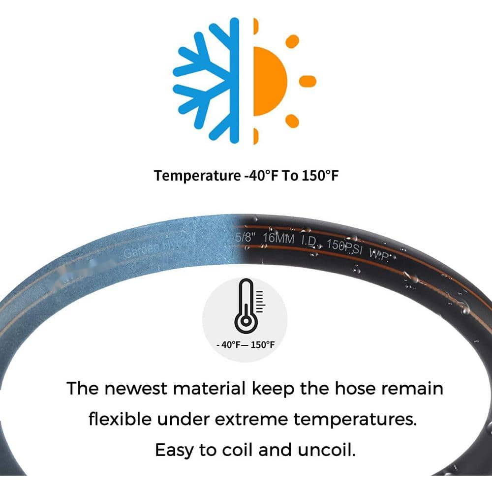 5/8 in. x 50 ft. Male and Female Fittings with Shut Off Valve, Flexible, Heavy-Duty, Leakproof, Lightweight Water Hose - Hercitys