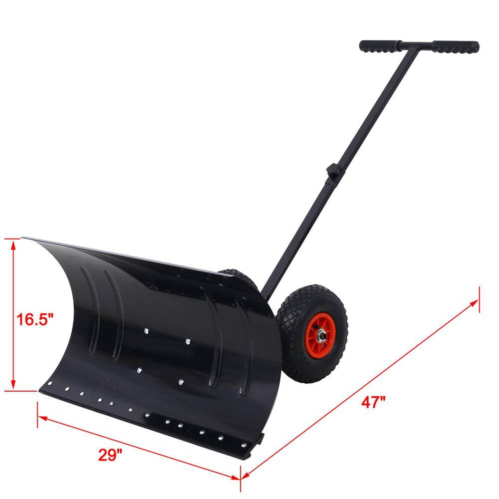 40 in. Metal Handle Bi-Metal Snow Shovel in Black - Hercitys