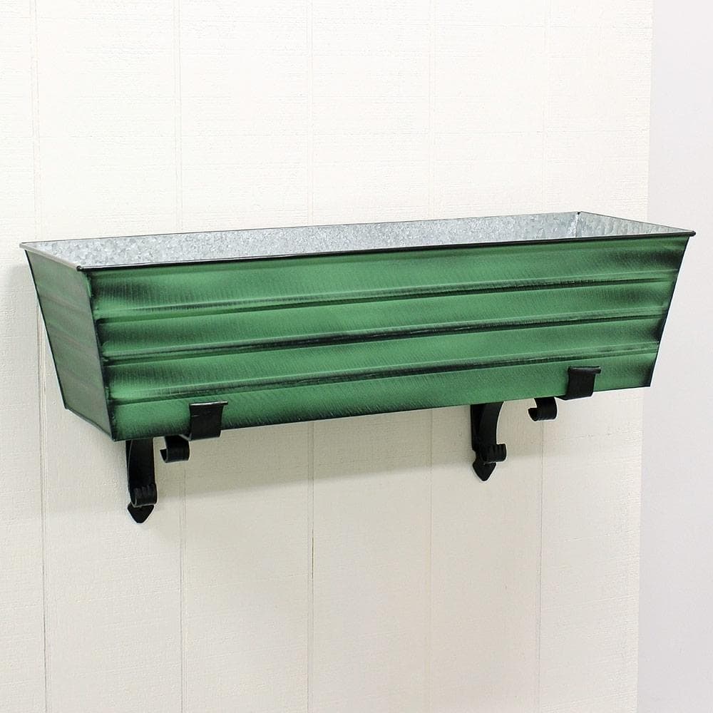 35.25 in. W Green Large Galvanized Steel Flower Box - Hercitys