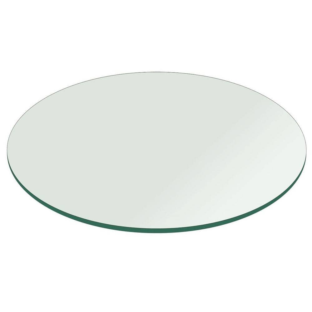 16 in. Clear Round Glass Table Top, 3/8 in. Thickness Tempered Flat Edge Polished - Hercitys