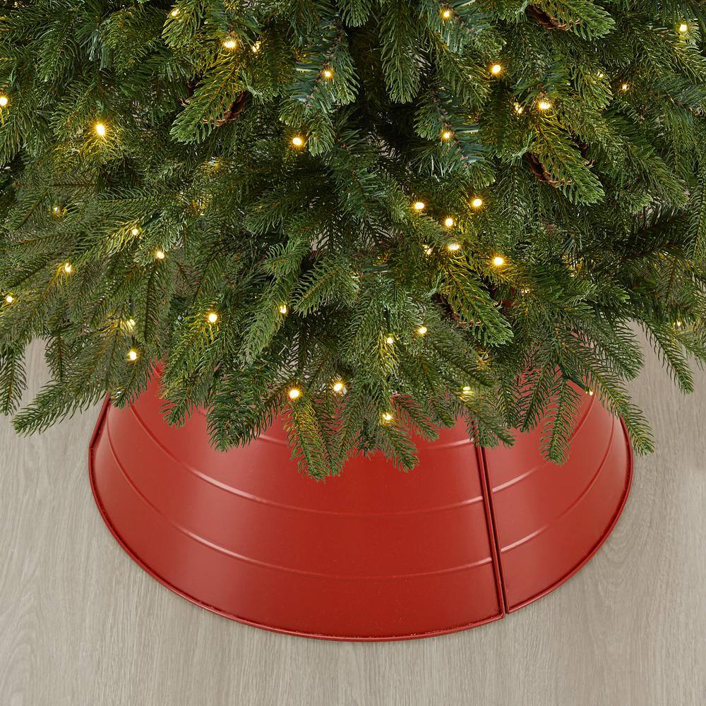 22 in. D Christmas Painted Red Metal Tree Collar (KD) - Hercitys