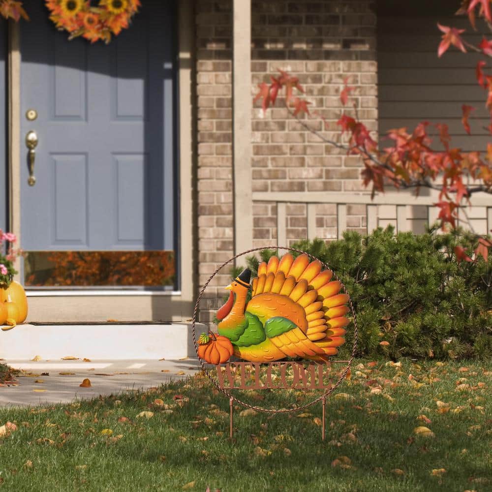 30 in. H Thanksgiving Metal “WELCOME” Turkey Yard Stake - Hercitys