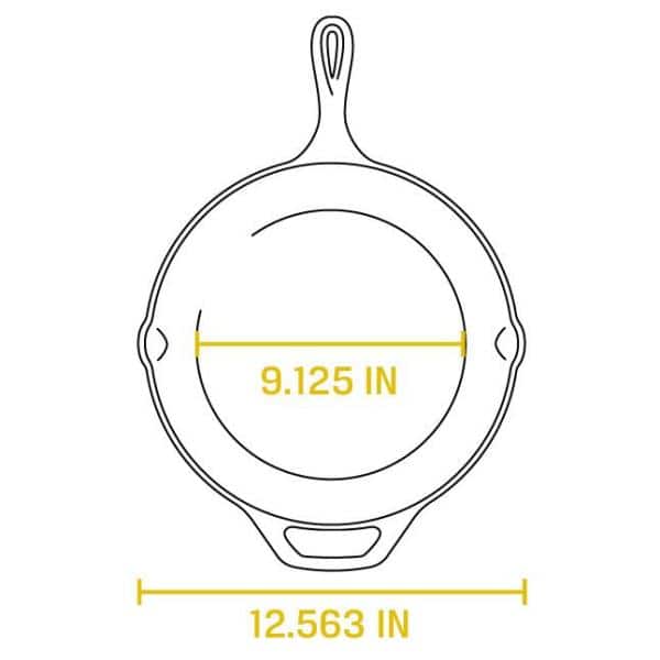 12 in. Cast Iron Skillet in Black with Pour Spout - Hercitys