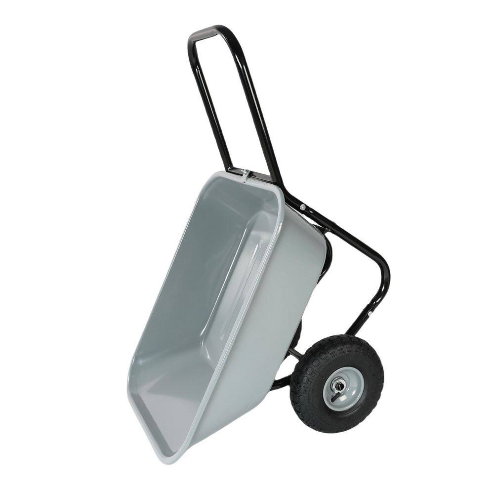 1.2 cu. ft. Gray Two-wheeled Garden Cart with 10-inch Pneumatic Wheels - Hercitys