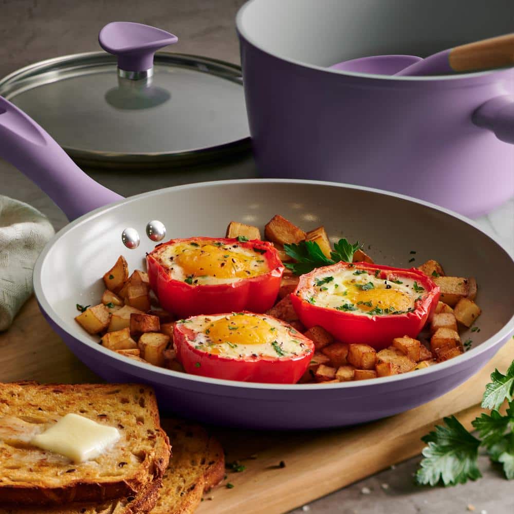 14-Piece Ceramic Cookware Set in Purple - Hercitys