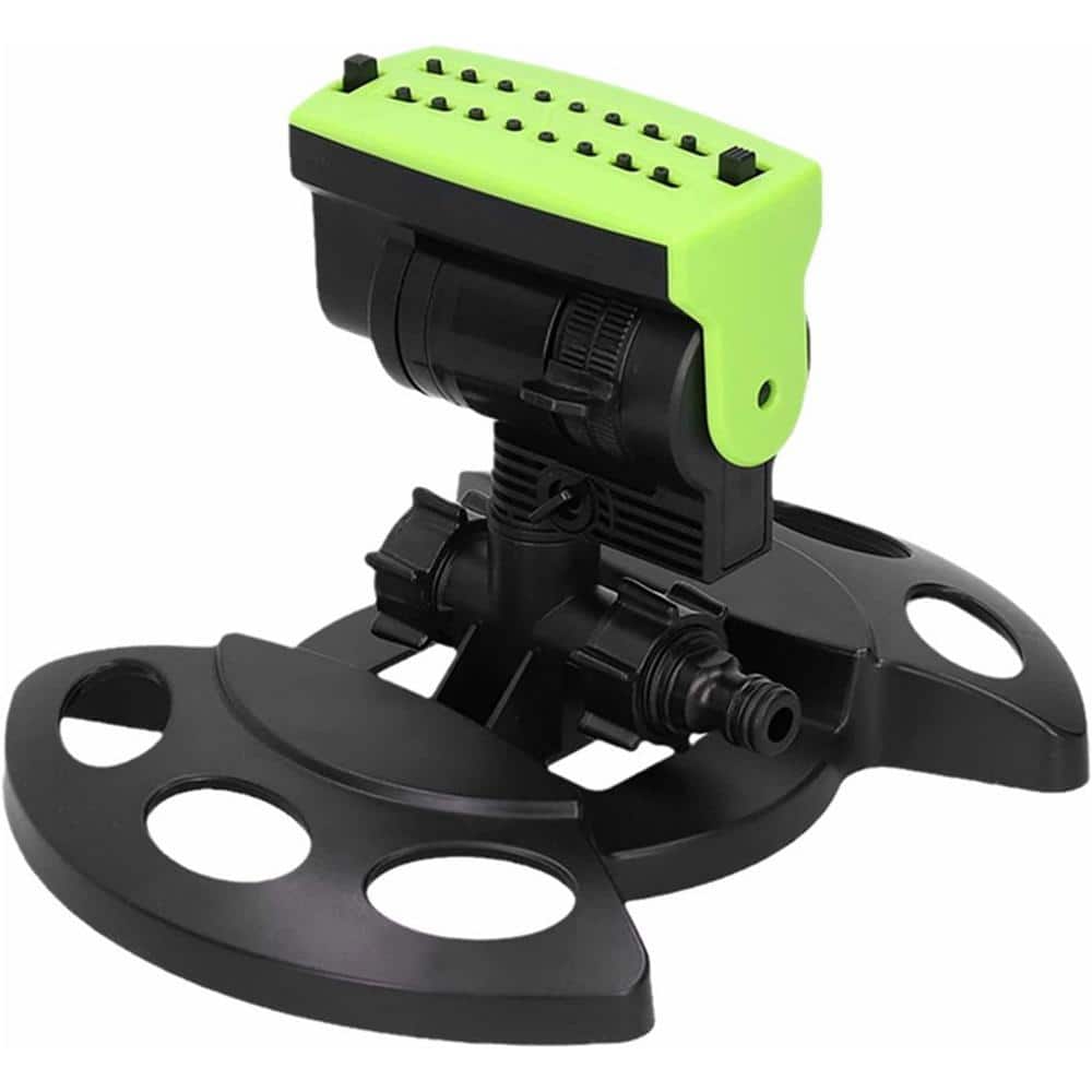 3200-sq. ft. Revolving Sprinkler 16-Hole Oscillating Sprinkler with Angle & Outlet and Spraying Adjustment, Green Finish - Hercitys