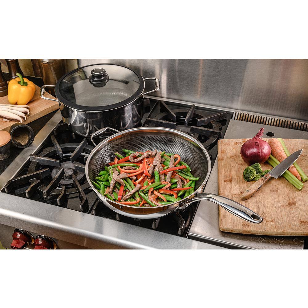 12.5 in. Hybrid Quick Release Wok in Stainless Steel - Hercitys