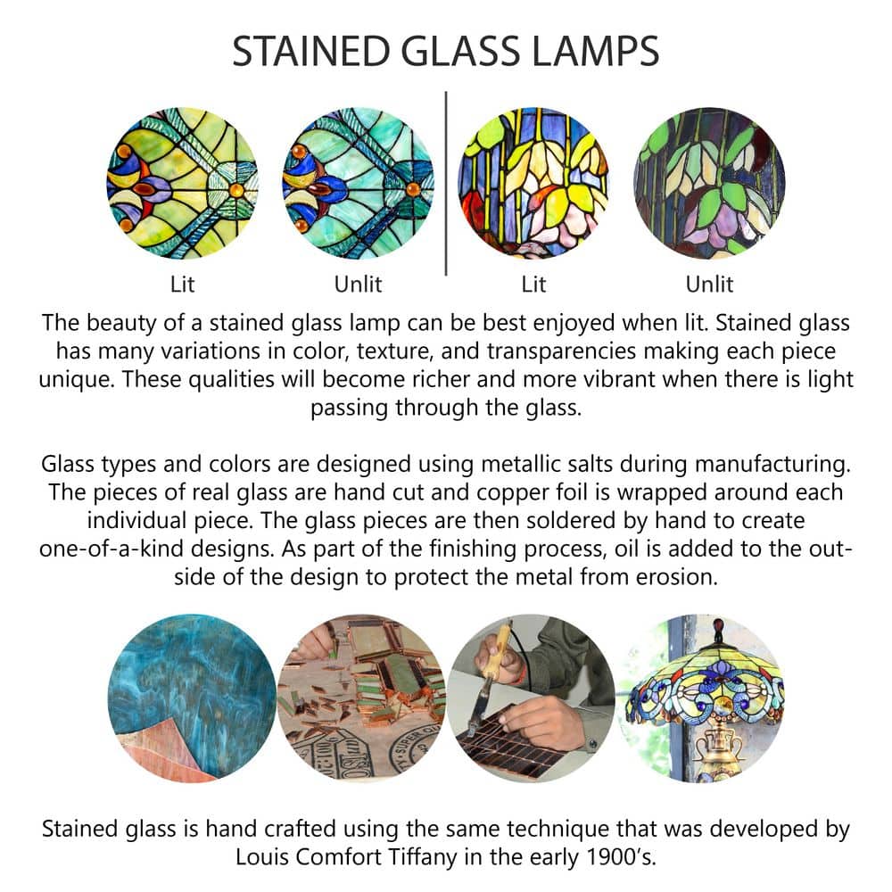 13 in. Tiffany Stained Glass Semi-Flush Mount Ceiling Light with Red and Amber Bowl Shade - Hercitys