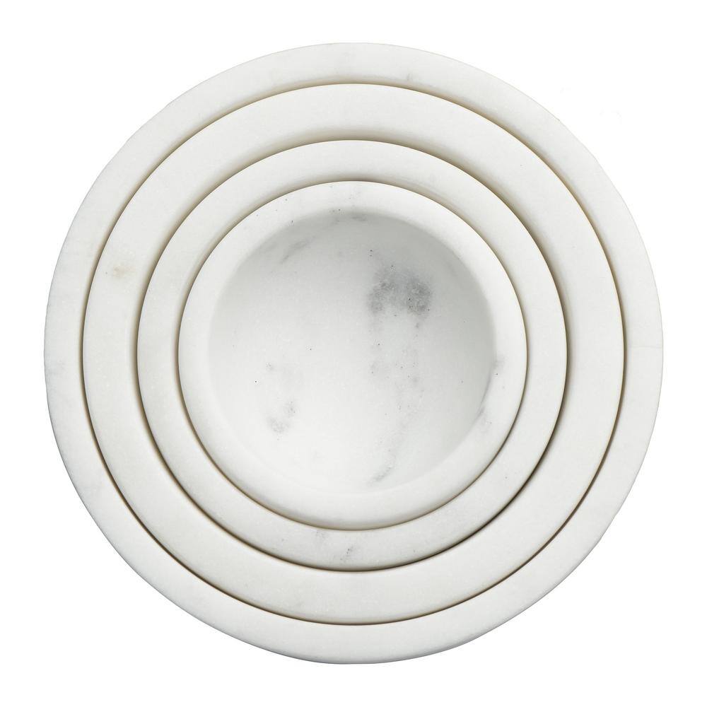 4 in. 8 fl. oz. White Marble Serving Bowls (Set of 4) - Hercitys