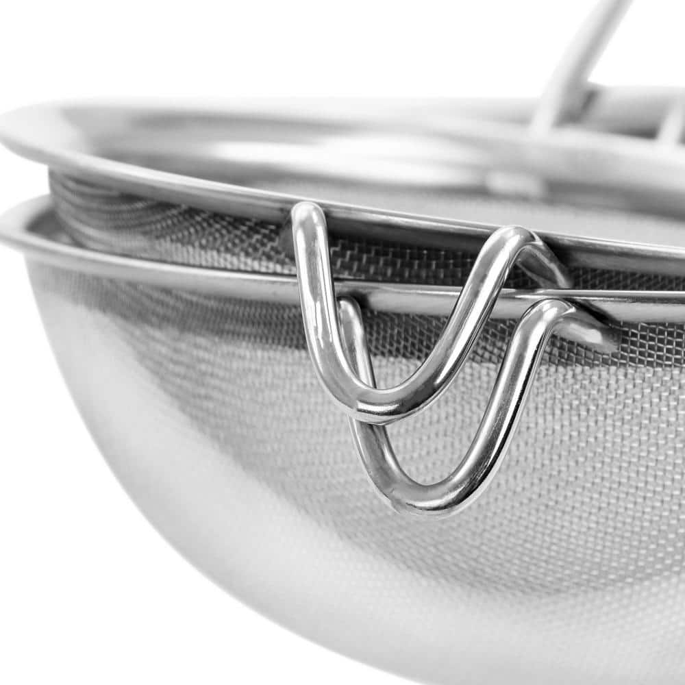 3-Piece Stainless Steel Frying Strainer Set in Silver - Hercitys