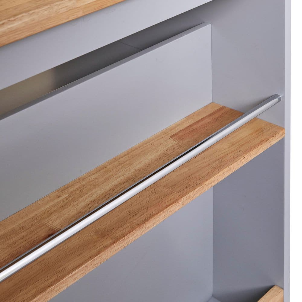 2-Sided Rolling Kitchen Cart with Wheels, Wood Top, Wine and Spice Rack, 2-Drawers, 3-Open Compartments in Blue - Hercitys