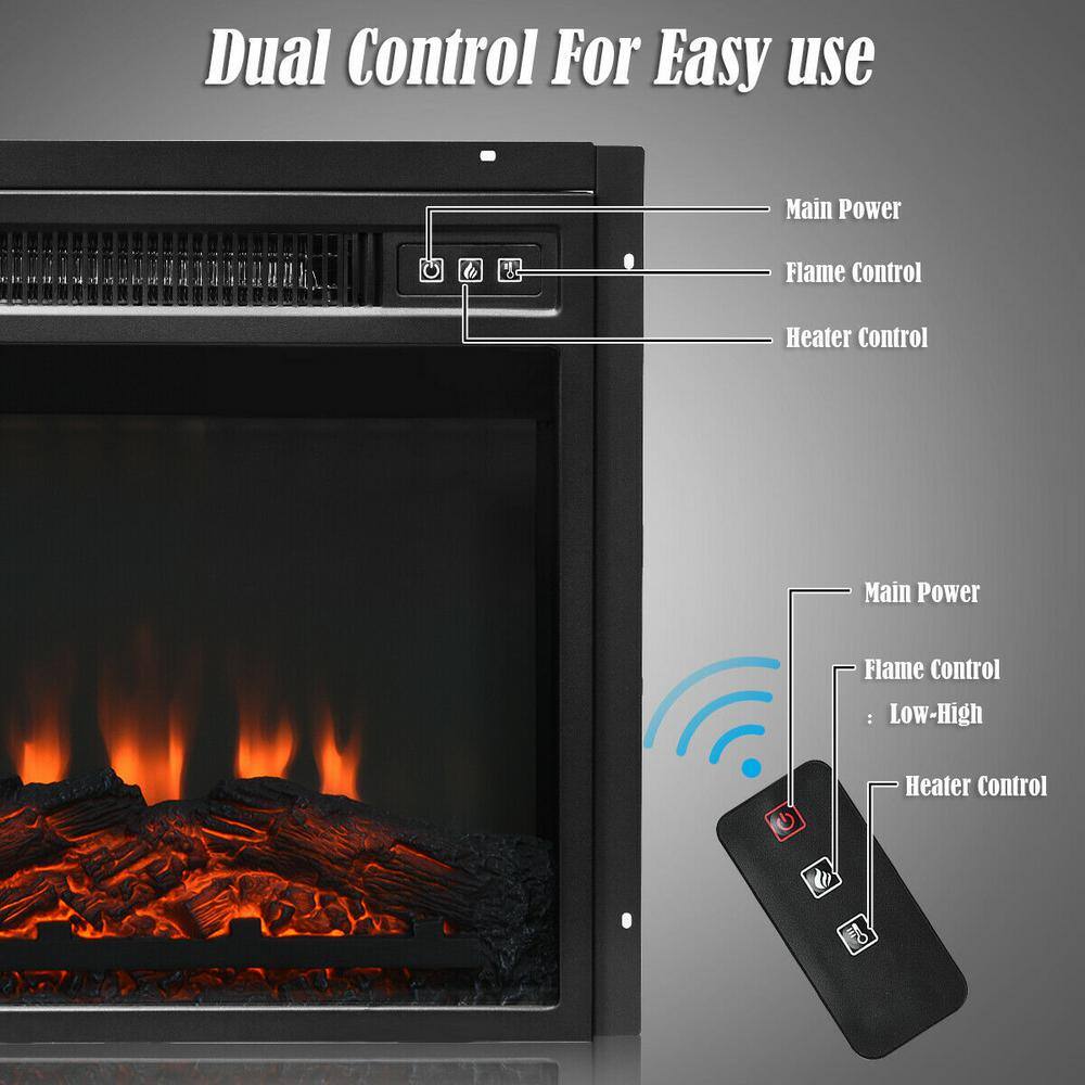 18 in. 1400-Watt Electric Fireplace Freestanding and Wall-Mounted Heater Log Flame Remote Black - Hercitys