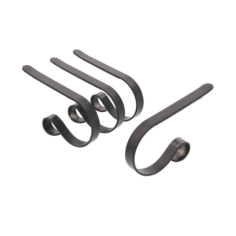 2.5 in. Steel Matte Black MantleClip Stocking Holder (4-Pack) - Hercitys