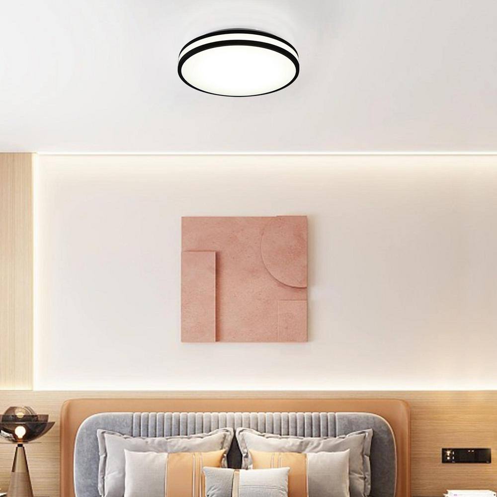 13 in. Matte Black Adjustable CCT Integrated LED Flush Mount Light Fixture (2-pack) - Hercitys