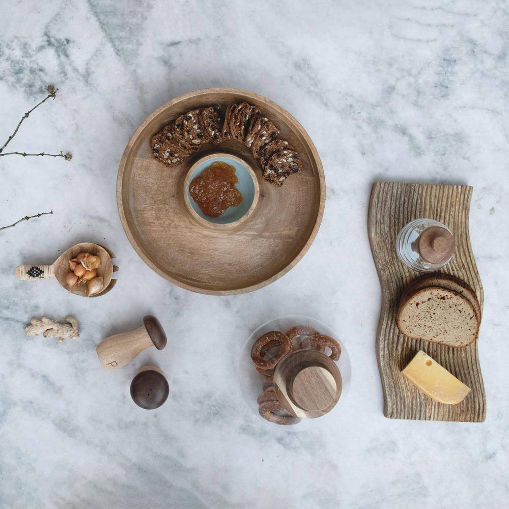 2-Piece Farmhouse Mango Wood Salad Servers with Bamboo Wrapped Handles - Hercitys