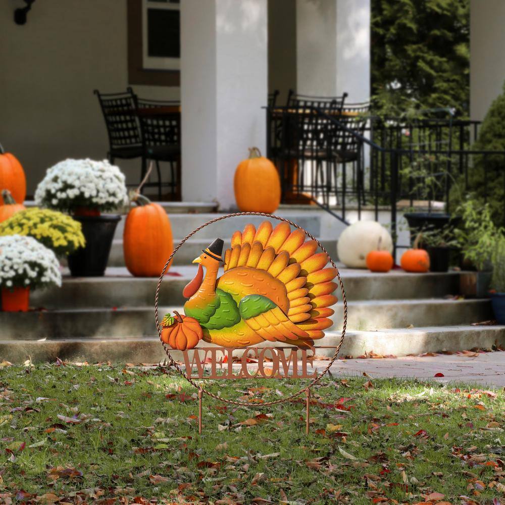 30 in. H Thanksgiving Metal “WELCOME” Turkey Yard Stake - Hercitys