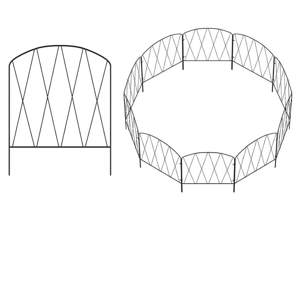 16 in. Metal Garden Fence 10 Pack Rustproof Arched Decorative Wire Border Barrier Panel for Patio Landscape Outdoor - Hercitys