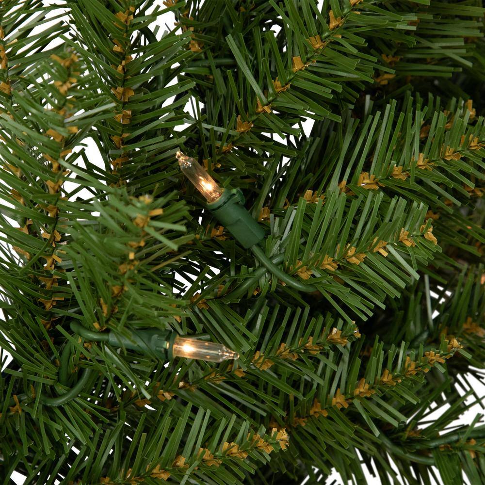 36 in. Green Pre-Lit Rockwood Pine Artificial Christmas Wreath with 150 Clear Lights - Hercitys