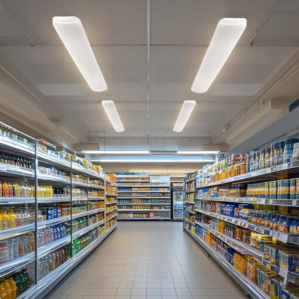 48 in. x 10.23 in. 300-Watt Equivalence Integrated LED Flush Mount Light 4800 Lumen 4000K with White Acrylic Shade - Hercitys