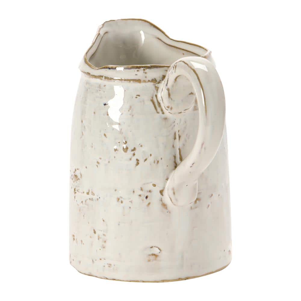 28 fl. Oz. White Stoneware Pitcher with Reactive Glaze - Hercitys