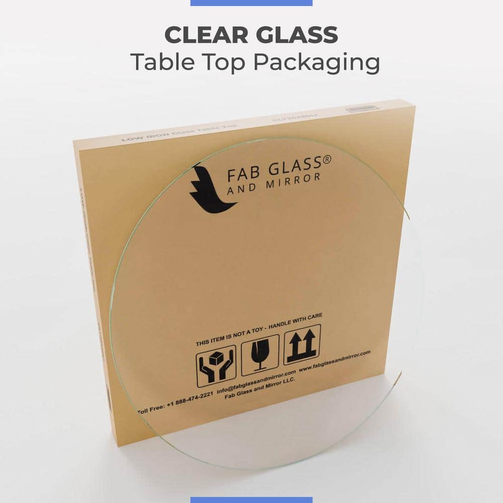 28 in. Clear Round Glass Table Top, 3/8 in. Thickness Tempered Pencil Edge Polished - Hercitys