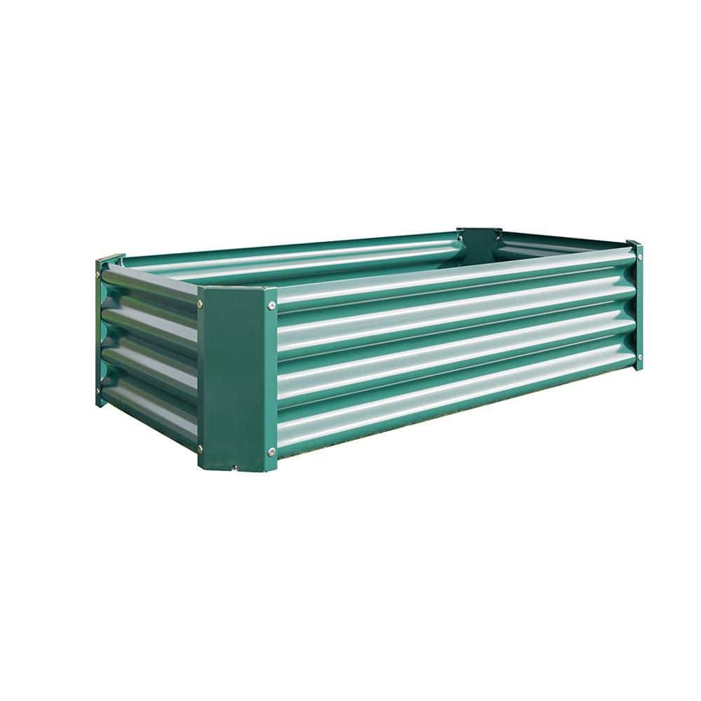 4 x 2 x 1 ft. Green Rectangular Metal Raised Garden Bed - Hercitys