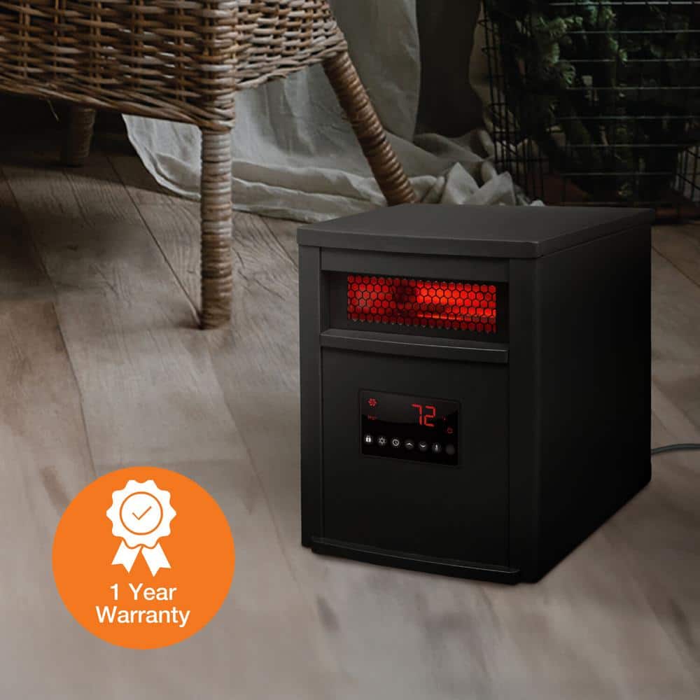 1500-Watt Electric Cabinet 6-Element Infrared Heater with Black Steel - Hercitys