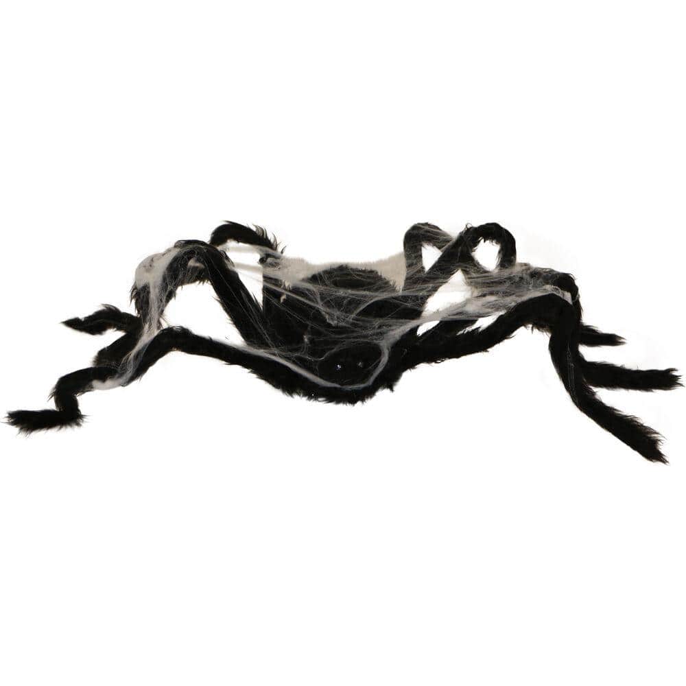 3.5 in. Battery Operated Spider with Web and Red LED Eyes Halloween Prop - Hercitys