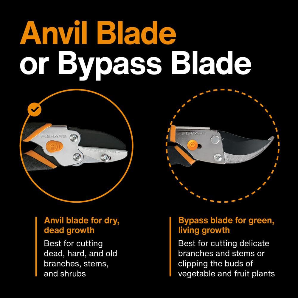 5/8 in. Cut Capacity Titanium Coated Steel Blade with Non-Slip Grip Anvil Hand Pruning Shears - Hercitys