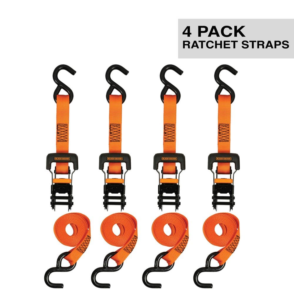 1 in. x 10 ft./2500 lbs. Break Strength Ratchet Straps (4-Pack) - Hercitys