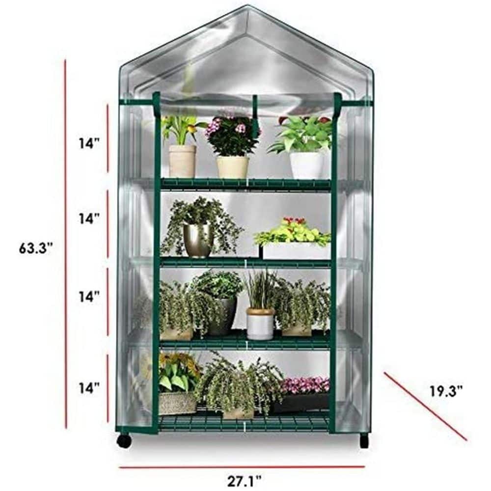 2 ft. x 1 ft. x 5 ft. Walk-In Clear Grow Tent, 4-Tier Shelves, Mini Plant Greenhouse - Hercitys